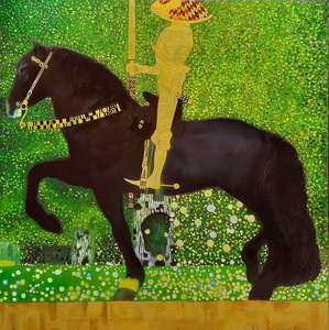 漆絵　クリムトの名作「人生は戦いなり(黄金の騎士)」 NH338