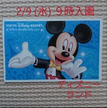 2月9日(水) 9時入園 東京ディズニーランド　TDL 当選チケット 大人1枚 ワンデー 1dayパスポート ディズニーリゾート 送料無料_画像1