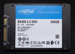 【中古品】crucial製　SSD　CT240BX500SSD1 240GB　 ★動作確認済み（530）