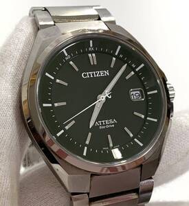 シチズン CITIZEN メンズ腕時計 チタン ATTESA アテッサ Eco-Drive エコドライブ GN-4W-S 電波時計 デュラテクト 通電動作確認済み