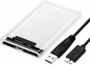 透明な 2.5インチ HDDケース USB 3.0接続 SATA対応 HDD/SSD 外付け ドライブ ケース ネジ&工具不要 簡
