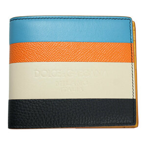  Dolce & Gabbana purse men's DOLCE&GABBANA folding in half . inserting stripe leather multicolor BP1321 AJ784 80995