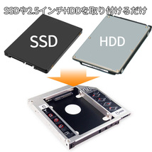ノートPC専用2.5インチHDDマウンタ SSD対応 光学ドライブ SATA接続 12.7mm 余ったHDDを有効利用に DRMOU12795/127_画像2