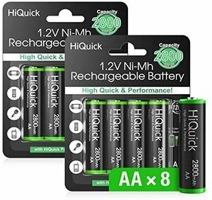 ★サイズ:単3充電池8本★ HiQuick 単三形充電池 単三電池 充電式ニッケル水素電池 単3電池 大容量2800mAh 8本入り液漏れ防止