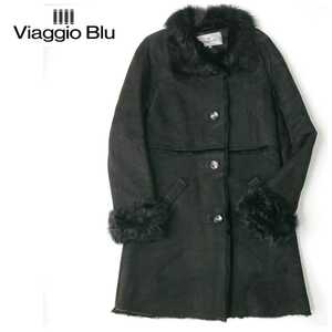 稀少 高級 ビアッジョブルー　Viaggio Blu 肉厚ムートンコート ブラック 黒 サイズ1 ロング