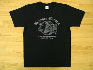 Bomber Barons 黒 5.6oz 半袖Tシャツ グレー XXL 大きいサイズ ミリタリー ボンバーバロンズ 第23爆撃飛行隊 U.S. AIR FORCE