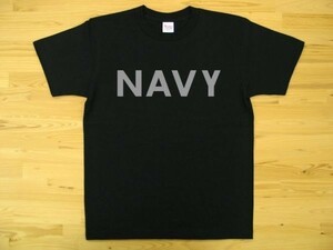 NAVY 黒 5.6oz 半袖Tシャツ グレー XXL 大きいサイズ ミリタリー ロゴ ネイビー 海軍