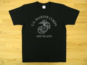 U.S. MARINE CORPS 黒 5.6oz 半袖Tシャツ グレー M ミリタリー USMC海兵隊 マリーン