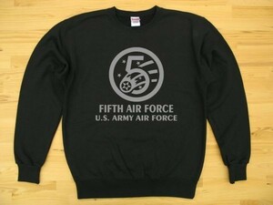 5th AIR FORCE 黒 9.7oz トレーナー グレー L スウェット U.S. ARMY AIR FORCE FIFTH