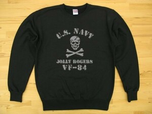 JOLLY ROGERS VF-84 黒 9.7oz トレーナー グレー 2XL 大きいサイズ スウェット ジョリーロジャース スカル ドクロ U.S. NAVY