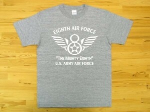 8th AIR FORCE 杢グレー 5.6oz 半袖Tシャツ 白 XXL 大きいサイズ ミリタリー U.S. ARMY AIR FORCE the mighty eighth