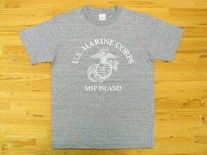 U.S. MARINE CORPS 杢グレー 5.6oz 半袖Tシャツ 白 M ミリタリー USMC海兵隊 マリーン