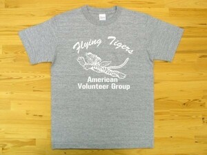 フライング・タイガース 杢グレー 5.6oz 半袖Tシャツ 白 M ミリタリー AVG Flying Tigers U.S. AIR FORCE