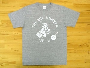 THE MIG HUNTER 杢グレー 5.6oz 半袖Tシャツ 白 XXXL 大きいサイズ ミリタリー トムキャット VFA-31 U.S. NAVY VF-31