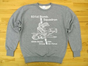 第831爆撃飛行隊 杢グレー 9.7oz トレーナー 白 2XL 大きいサイズ スウェット ねずみ U.S. AIR FORCE