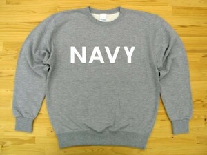 NAVY 杢グレー 9.7oz トレーナー 白 XL スウェット ロゴ ネイビー 海軍 USN U.S.