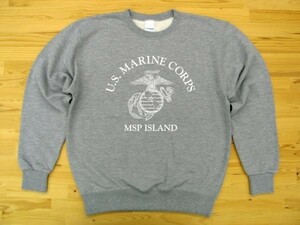 U.S. MARINE CORPS 杢グレー 9.7oz トレーナー 白 2XL 大きいサイズ スウェット USMC海兵隊 マリーン