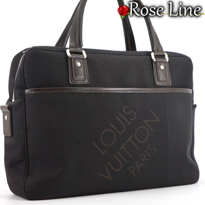【美品】ルイヴィトン Louis Vuitton ダミエ・ジェアン ヤック ビジネスバッグ 鞄 ノワール 黒 DAMIER GEANT BAG ジュアン M93082