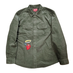 WB839 Supreme シュプリーム 21FW WEEK6 Gonz Corduroy Work Shirt ゴンズ コーデュロイ ワーク シャツ 長袖 Mサイズ グリーン 未使用 ●60