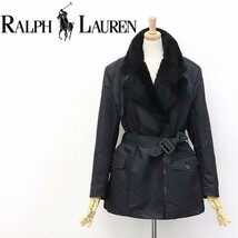 国内正規品◆RALPH LAUREN/ラルフローレン 衿ボア 中綿 ナイロン ベルテッド コート ブラック 9_画像1