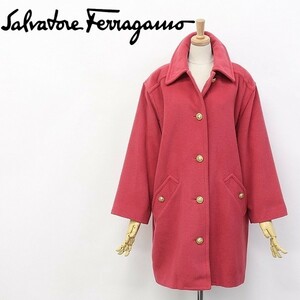 ヴィンテージ◆Salvatore Ferragamo/サルヴァトーレフェラガモ カシミヤ混 デザイン金釦 バックタック ウール オーバーシルエット コート S