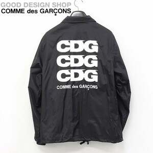 ◆COMME des GARCONS/コムデギャルソン CDG バックロゴプリント ナイロン コーチ ジャケット ブラック M