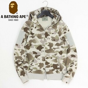 *A BATHING APE/ A Bathing Ape camouflage gradation duck WGM badge attaching Shark full Zip Parker S