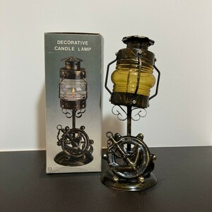 【未使用 / 即決】 舵輪 錨 アンティーク調 キャンドルランプ 操舵 ステアリングホイール CANDLE LAMP 昭和レトロ 1991年 20102-10