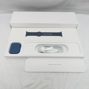 【美品】Apple Watch アップルウォッチ Series 7 GPSモデル 45mm MKN83J/A ブルーアルミケース/アビスブルースポーツバンド 10910885