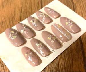 ネイルチップ ジェルネイル オーバルロング シェルフレーク 付け爪
