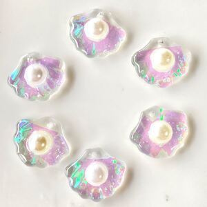 No.68 ハンドメイドパーツ レジンパーツ 貝殻 シェル イヤリング ピアス カボション ビーズ