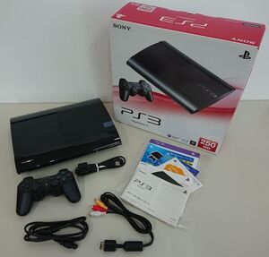 ゲーム機本体/PlayStasion3/SONY/CECH-4000B/ブラック/250GB/起動確認済み・箱入り・コントローラ、ケーブル類、印刷物一式付き【A065】
