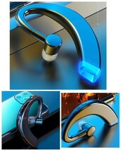 Bluetooth　イヤホン　ワイヤレスイヤホン 耳掛け型　イヤフォン イヤホンマイク 片耳　USB 充電 高音質 超軽量　テレワーク ブルー 22_画像6