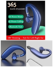 Bluetooth　イヤホン　ワイヤレスイヤホン 耳掛け型　イヤフォン イヤホンマイク 片耳　USB 充電 高音質 超軽量　テレワーク　ブルー　21_画像5