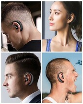 Bluetooth　イヤホン　ワイヤレスイヤホン 耳掛け型　イヤフォン イヤホンマイク 片耳　USB 充電 高音質 超軽量　テレワーク　ブルー　21_画像4