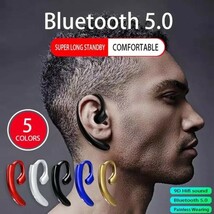 イヤホン　Bluetooth　ワイヤレスイヤホン 耳掛け型　イヤフォン イヤホンマイク 片耳　USB 充電 高音質 超軽量　テレワーク ブルー　21_画像2