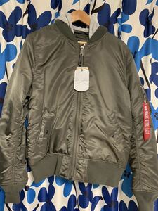 ALPHA INDUSTRIES MA-1 アルファインダストリーズ フライトジャケット グリーン　フード付き