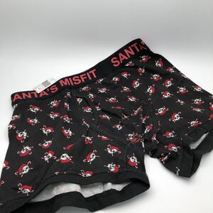 M(US) エアロポステール ボクサーブリーフ 黒 SANTA`S MISFIT 赤ロゴ 骸骨 ドクロ クリスマス柄