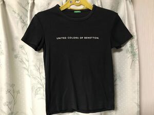  beautiful goods Benetton black color black short sleeves T-shirt lady's cut and sewn tops M size 