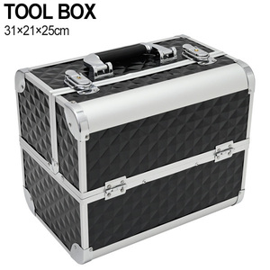ツールボックス アルミ 3段式 ブラック おしゃれ 工具箱 工具ケース 工具ボックス 収納ボックス 道具箱 小物 工具 整理 インテリア DIY