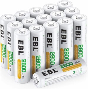 EBL 単3形充電池 充電式ニッケル水素電池 高容量2800mAh 16本入り ケース付き 約1200回使用可能 単三充電池