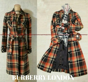 新品 同様BURBERRY LONDON定価15.7万 英国チェック柄カシミヤ シングル トレンチ コート38レザー希少ジャケットMダウン バーバリーロンドン