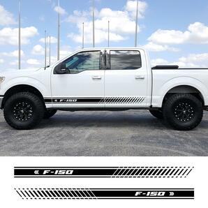 【送料無料】2個 フォード F150 F-150 車のドアサイドスカートステッカー ビニールボディデカール レースストライプの画像1