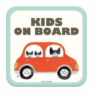 超激安　Kids on Board 「ねこのかぞくとおでかけ」 車用 カーステッカー (マグネット) ／ 赤ちゃんが乗ってます