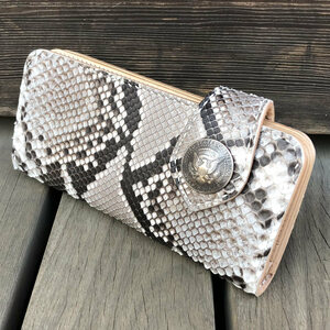  long wallet / long wallet diamond python original leather Italian leather / cow leather Biker z wallet made in Japan hand made LEVEL7