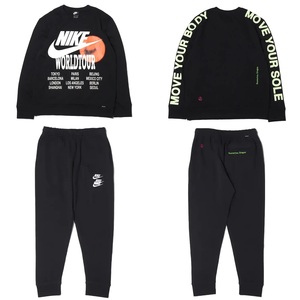 ■NIKE NSW WORLDTOUR 上下セット 黒 サイズS ナイキ スポーツウェア ワールドツアー ロンT スウェットパンツ DA0630-010 DD0885-010