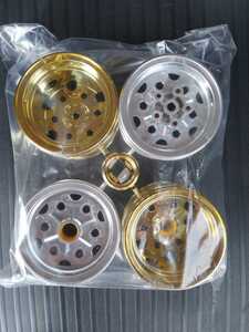 タミヤ 1/10 電動RC モンスタービートル用 金メッキ ホイール 前後 キット同梱品 キングブラックフット マッドブラスター ブッシュデビル