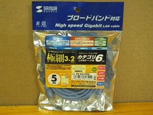 SANWA SUPPLY High speed Gigabit LANケーブル 極細3.2mm 5ｍ