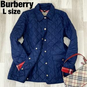  rare L size ultimate beautiful goods * BURBERRY Burberry ti tail diamond quilting jacket check outer jacket lady's 