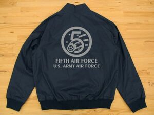 5th AIR FORCE ネイビー スイングトップ グレー 4XL フライトジャケット ma-1ミリタリー U.S. ARMY AIR FORCE FIFTH